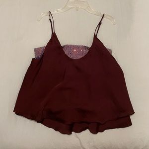 Intimately Free People Satin Shirt with Sparkle Bandeau